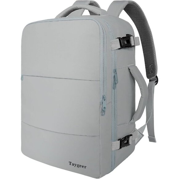 〽️Women Trendy Carry On Backpack Gray with Shoe Pouch & USB Charging Port main image 8